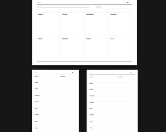 Weekly Planner Bundle 3 Sizes A4 Letter Tabloid | Printable Digital Planner Set | Weekly Organizer PDF Download | Aesthetic Simple Design