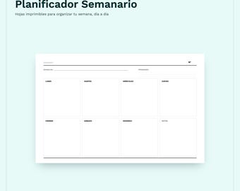 Minimalist Digital Weekly Planner (11x17 cm) | Large Size Weekly Planner (Spanish) | Printable Weekly Organizer