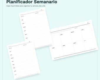 Digital Weekly Planner Set (3 Sizes: A4, Letter, Tabloid) | Weekly Planner Bundle (Spanish PDF) | Complete Weekly Organizer (Downloadable)
