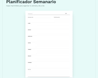 Minimalist A4 Digital Weekly Planner PDF | Printable Weekly Planner in Spanish | Downloadable Weekly Organizer