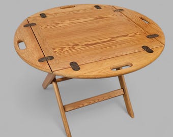 Mesa lateral de mordomo vintage inglesa com bandeja removível dobrável Inglaterra