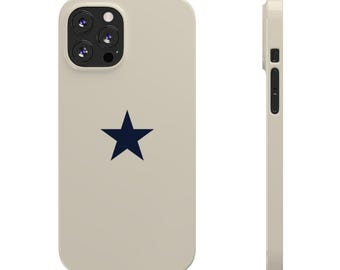 Slim Phone Cases, Cute Trendy Off White Navy Blue Star Detail, Protective Phone Cover, Stylish iPhone Accessory, Unique Gift for Teens