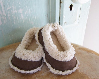 Baby Shoe Pattern - Lambs Wool and Suede Baby Loafers Size newborn to 2T