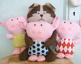 Toy Pattern - PDF - Three little pigs and the big bad wolf.