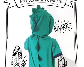 SALE - PDF Instant Download - Dinosaur knit shorts PJs