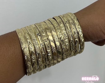 18-24k Gold Filled Bangle Set, Stackable Bracelets