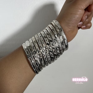 18-24k SILVER Gold Filled Bangle Set, Stackable Bracelets