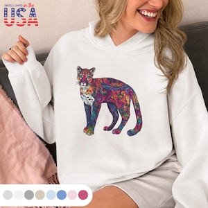 Cougar Hoodie, Cougar Sweatshirt, Cougar Sweater, Cougar Mountain Lion Jumper, Mom Outdoor Hoodie, Womens Camping Hoodie, Mom Nature Shirt