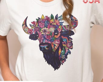Bison Shirt, Bison Tee, Retro Bison Shirt, Boho Bison Shirt, Chic Bison Shirt, RV Mama Outdoors Tee, Wilderness Tshirt, Womens RV Gift Shirt