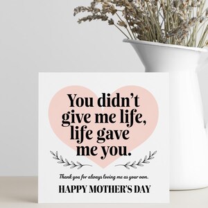 Tarjeta imprimible para el Día de la Madre de Bonus Mom de hijastra o hijastro Saludo digital para madrastra