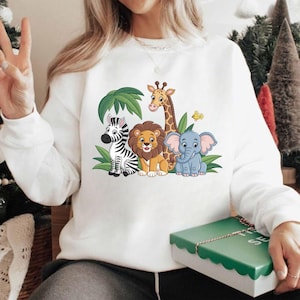 Safari Jungle Animals Embroidery File Cute Lion Elephant Giraffe Zebra Design for Baby Clothes Nursery Decor Machine Embroidery Pattern