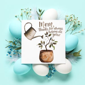 Ajudando-me a crescer Cartão para impressão do Dia das Mães para a mãe Tema aquarela Presente atencioso para aniversário ou ocasião especial de filho ou filha
