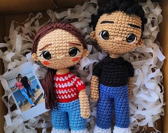 Custom Couple Crochet Dolls from Your Photo – Personalized Handmade Crochet Figurines Keepsake Gift for Anniversary, Wedding, or Christmas