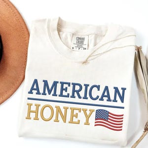 American Honey Embroidery File Patriotic USA Flag Stitch Design Fourth of July Country Girl Shirt Tote Machine Digital Pattern