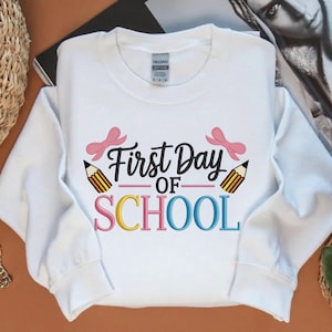 Teacher Coquette Embroidery File First Day of School Stitch Preppy Pink Bow Design for Machine Embroidery Projects