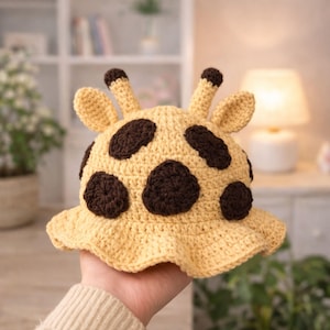 Virkad giraffhatt handgjord söt djurhatt mjuk stickad sommarhatt baby barn vuxen present flera storlekar 14-24 tum