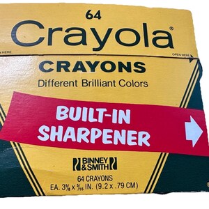 Vintage Crayola 64 Crayons Binney Smith Retired Colors Sharpener Most Never Used