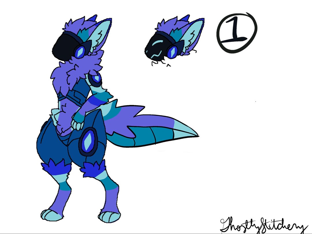 Female Protogen Blue Digital Blue Protogen Adopt - Etsy
