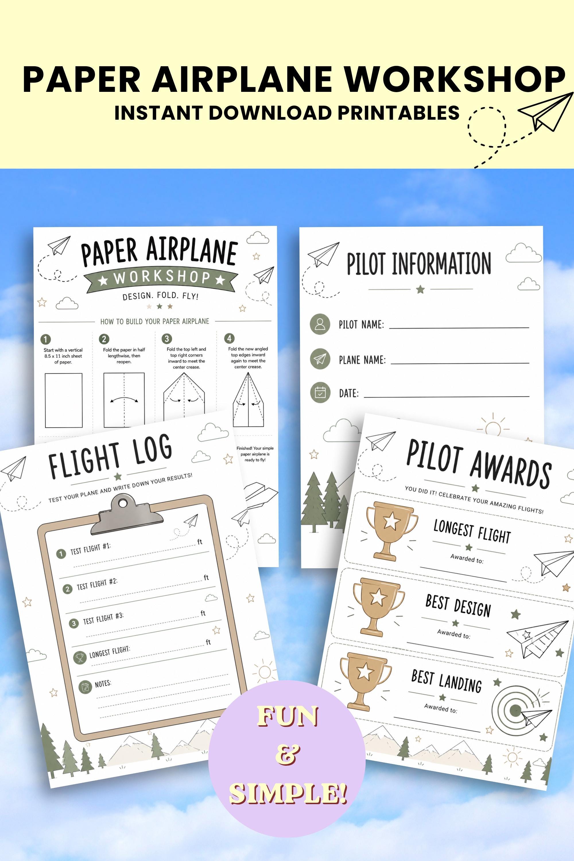37 Easy Airplane Crafts for Kids: Perfect for All Ages 5 Paper Airplane Workshop Printable Activity Pack STEM Craft for Kids…