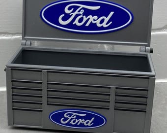 Ford Inspired Toolbox Business Card and Pen Holder – Mini Tool Chest Desk Organizer