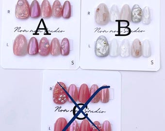 Press On Nails, Ready to ship, Japanese Nail Art, Reusable Nail Set, Size S