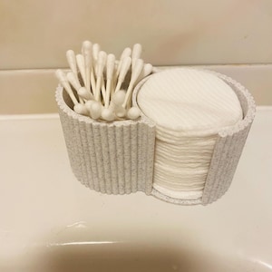 3D-gedruckter Wattepad- und Wattestäbchenhalter | Badezimmer-Organizer | Make-up-Aufbewahrungsbehälter | Hübsch & funktional | Wohnaccessoires