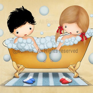 Sibling bath decor,brother and sister bathroom print,boy and girl wall art for child bathroom,bathroom wall decor kid,Kids bathroom artwork image 1