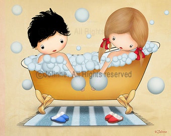 Sibling bath decor,brother and sister bathroom print,boy and girl wall art for child bathroom,bathroom wall decor kid,Kids bathroom artwork