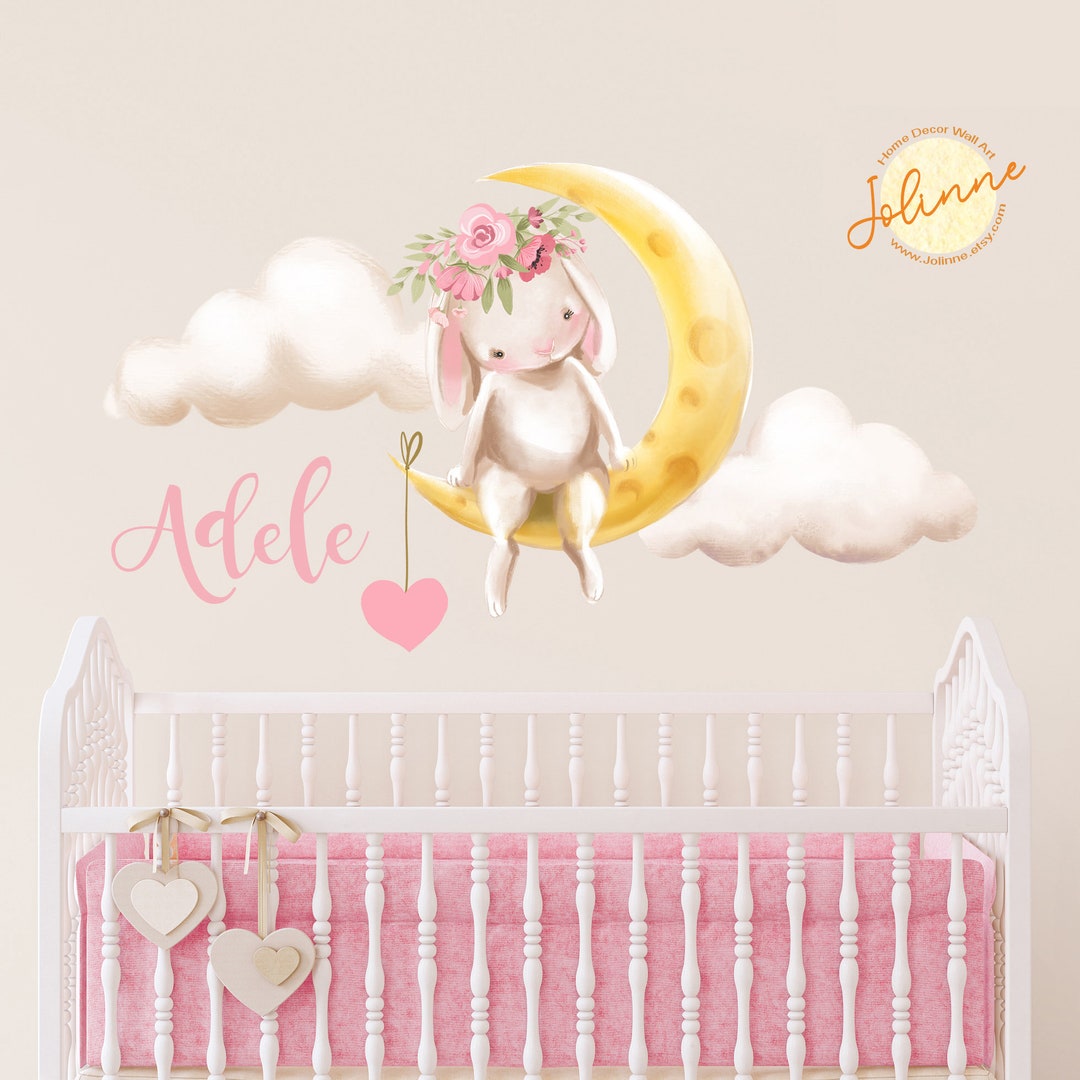 Nursery Wall Decals,bunny Nursery Wall Decal,baby Girl Nursery Wall