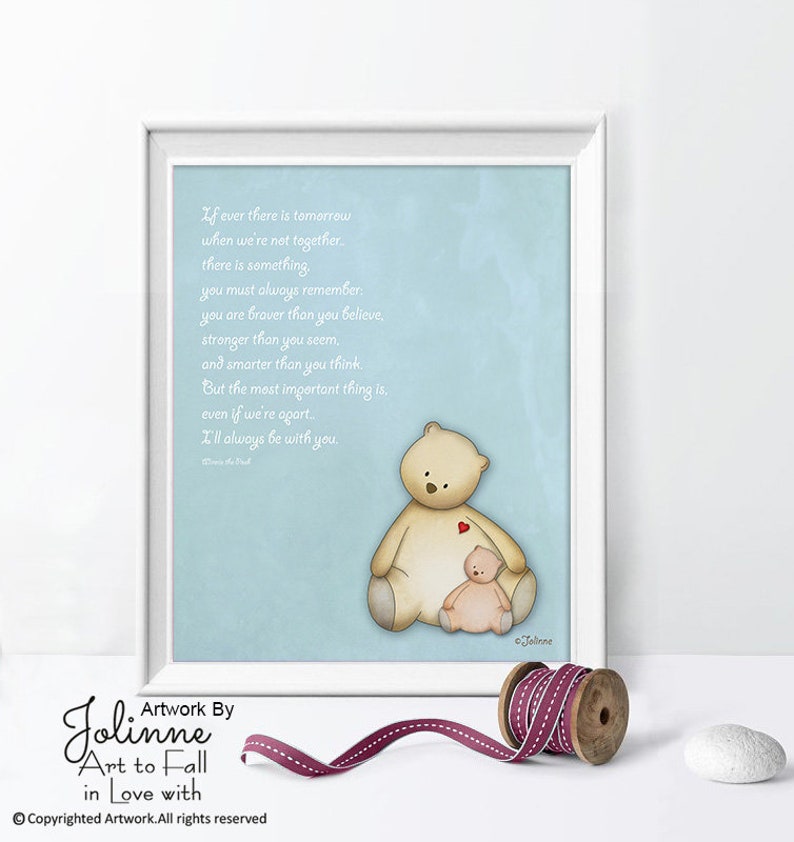 Girl nursery wall art pooh,Winnie pooh canvas art print,Winnie pooh quote,Winnie pooh newborn girl decor,Winnie pooh picture pink toddler Light Blue