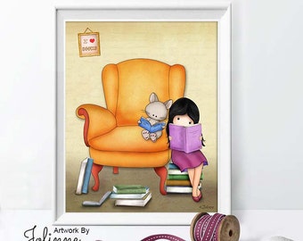 Classroom posters,Kids room wall art,Book Lover Wall Art Poster,Children books posters,Nursery decor,Book nook room picture