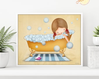 Kids bathroom picture,Girls bathroom wall art,Poster for kids bathroom