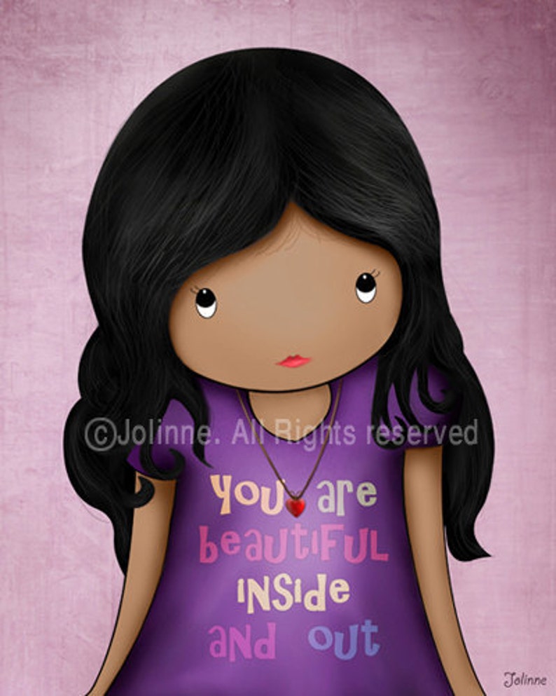 You are beautiful inside and out Girls room poster,Africa america girl wall art purple,decor toddler girl room,Africa america art child image 5