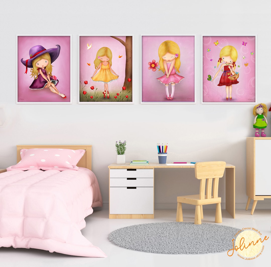 Set of 4 Posters for Girls Room,childrens Room Decorations,artwork for ...