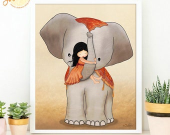 8x10 toddler room wall decor,Girls room wall art elephant decor,11x14 poster for kids bedroom,Elephant nursery wall art print