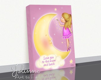 Love You to the Moon Canvas Print, Nursery Wall Art