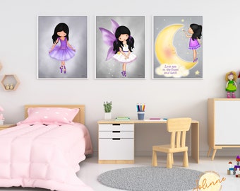 3 set of prints for girls room,Girls room posters set,,granddaughter bedroom art, Pictures for girls room,Toddler girl room art