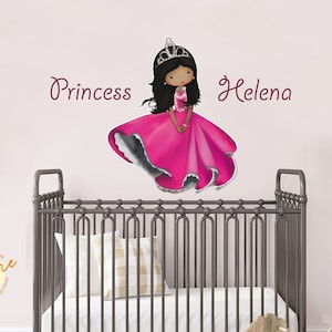 Princess wall decal,Custom name Girls room wall decals,Vinyl artwork for girls nursery,Nursery princess wall decal,Princess room wall art