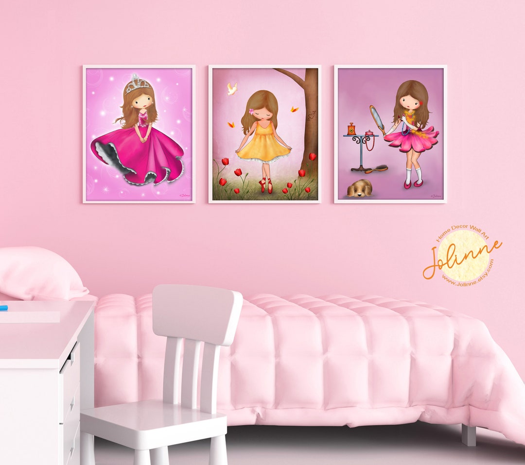 Pink Nursery Decor Wall Art, Set of 3 Posters Girls Bedroom,whimsical ...