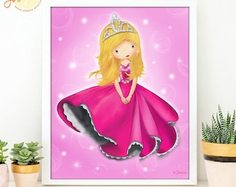 Personalized childrens room decor,Princess wall art,Baby nursery art,Pink princess room,Toddler room princess wall art,Baby girl room poster