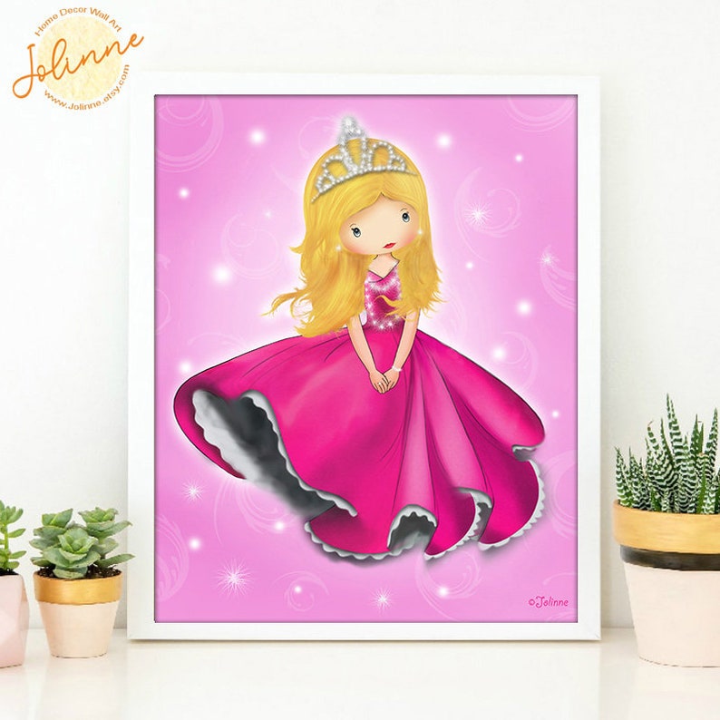 Personalized childrens room decor,Princess wall art,Baby nursery art,Pink princess room,Toddler room princess wall art,Baby girl room poster image 1