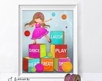 Laugh dance play read create share kids wall art poster,Children playroom pictures,Kids playroom decor,Playroom wall art poster,Playroom art