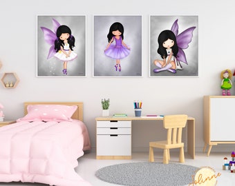 Girl bedroom art set.Girl room artwork 3 set,Artwork little girls room,Set of 3 posters for girls bedroom,baby girl nursery decor