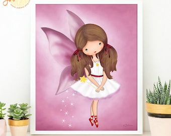 Angel newborn toddler girl art,angel art print girl room decor,8x10 nursery wall art girl decor,Kids room wall artwork,nursery fairy picture