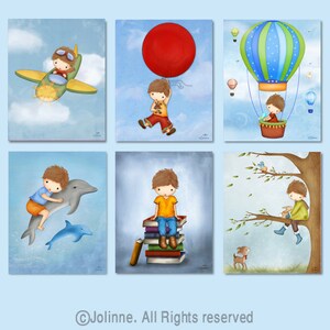 Set of 6 Boys room art posters,Toddler boys room wall art,8x10 childrens room posters,Boys nursery wall art prints set image 1