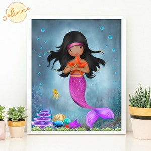 Mermaid Wall Art Print,8x10 mermaid artwork,Toddler Girls Room Decor,Kids Bedroom mermaid poster,mermaid artwork,mermaid room decor