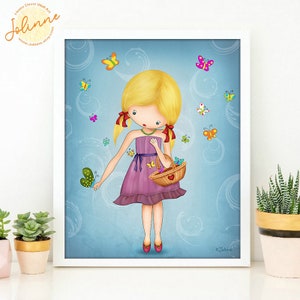 Nursery poster girl,Turquoise nursery wall art print,Baby room decor,Children's room artwork,Home decor kids room,Toddler bedroom wall art