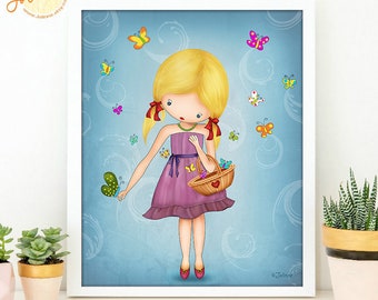 Nursery poster girl,Turquoise nursery wall art print,Baby room decor,Children's room artwork,Home decor kids room,Toddler bedroom wall art