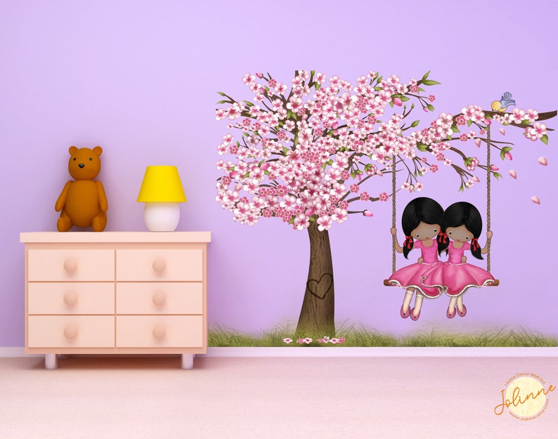 cherry blossom wall decal sisters bedroom