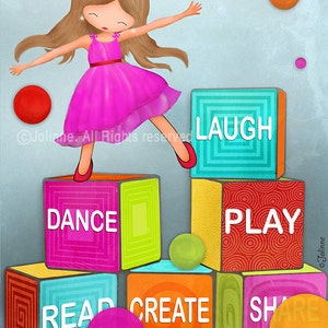 Laugh Dance Play Read Create Share Kids Wall Art Poster,children ...